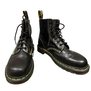 Dr. Martens Pascal Black Boots with Yellow Stitching